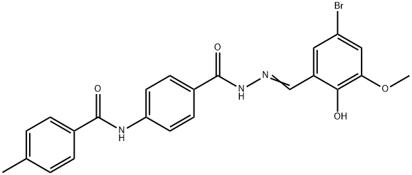 N-(4-{[2-(5-bromo-2-hydroxy-3-methoxybenzylidene)hydrazino]carbonyl}phenyl)-4-methylbenzamide 구조식 이미지