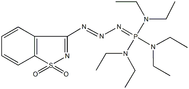 N-{bis(diethylamino)[3-(1,1-dioxido-1,2-benzisothiazol-3-yl)-2-triazenylidene]phosphoranyl}-N,N-diethylamine Structure