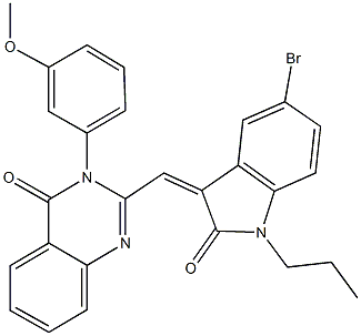 2-[(5-bromo-2-oxo-1-propyl-1,2-dihydro-3H-indol-3-ylidene)methyl]-3-(3-methoxyphenyl)-4(3H)-quinazolinone Structure