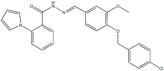 N'-{4-[(4-chlorobenzyl)oxy]-3-methoxybenzylidene}-2-(1H-pyrrol-1-yl)benzohydrazide 구조식 이미지