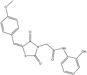 N-(2-hydroxyphenyl)-2-[5-(4-methoxybenzylidene)-2,4-dioxo-1,3-thiazolidin-3-yl]acetamide 구조식 이미지