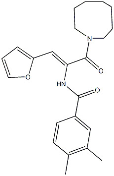 N-[1-(1-azocanylcarbonyl)-2-(2-furyl)vinyl]-3,4-dimethylbenzamide 구조식 이미지