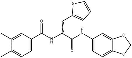 N-[1-[(1,3-benzodioxol-5-ylamino)carbonyl]-2-(2-thienyl)vinyl]-3,4-dimethylbenzamide 구조식 이미지