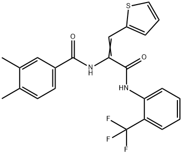 3,4-dimethyl-N-(2-(2-thienyl)-1-{[2-(trifluoromethyl)anilino]carbonyl}vinyl)benzamide 구조식 이미지