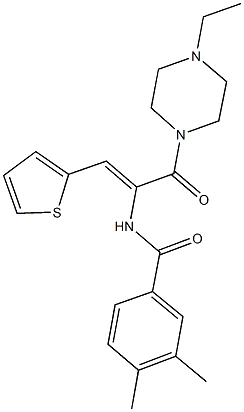 N-[1-[(4-ethyl-1-piperazinyl)carbonyl]-2-(2-thienyl)vinyl]-3,4-dimethylbenzamide 구조식 이미지