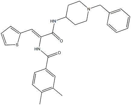 N-[1-{[(1-benzyl-4-piperidinyl)amino]carbonyl}-2-(2-thienyl)vinyl]-3,4-dimethylbenzamide 구조식 이미지