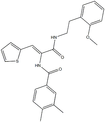 N-[1-({[2-(2-methoxyphenyl)ethyl]amino}carbonyl)-2-(2-thienyl)vinyl]-3,4-dimethylbenzamide 구조식 이미지