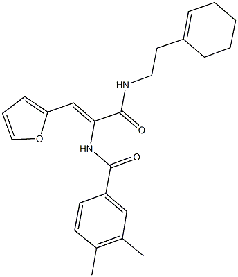 N-[1-({[2-(1-cyclohexen-1-yl)ethyl]amino}carbonyl)-2-(2-furyl)vinyl]-3,4-dimethylbenzamide 구조식 이미지