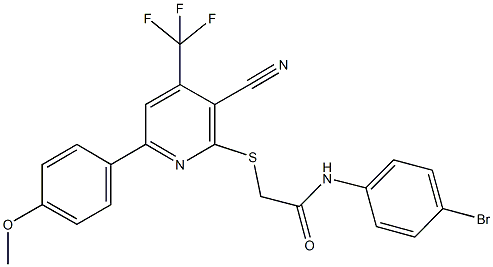 N-(4-bromophenyl)-2-{[3-cyano-6-(4-methoxyphenyl)-4-(trifluoromethyl)-2-pyridinyl]sulfanyl}acetamide 구조식 이미지