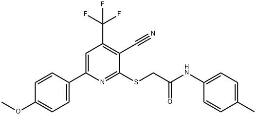 2-{[3-cyano-6-(4-methoxyphenyl)-4-(trifluoromethyl)-2-pyridinyl]sulfanyl}-N-(4-methylphenyl)acetamide Structure
