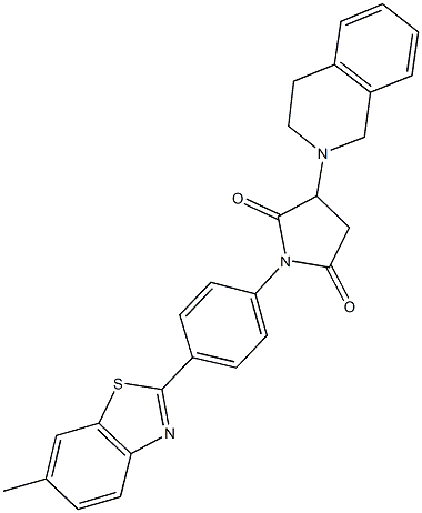 3-(3,4-dihydro-2(1H)-isoquinolinyl)-1-[4-(6-methyl-1,3-benzothiazol-2-yl)phenyl]-2,5-pyrrolidinedione 구조식 이미지