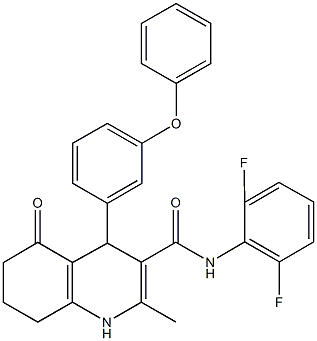 N-(2,6-difluorophenyl)-2-methyl-5-oxo-4-(3-phenoxyphenyl)-1,4,5,6,7,8-hexahydro-3-quinolinecarboxamide 구조식 이미지