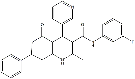 N-(3-fluorophenyl)-2-methyl-5-oxo-7-phenyl-4-(3-pyridinyl)-1,4,5,6,7,8-hexahydro-3-quinolinecarboxamide Structure