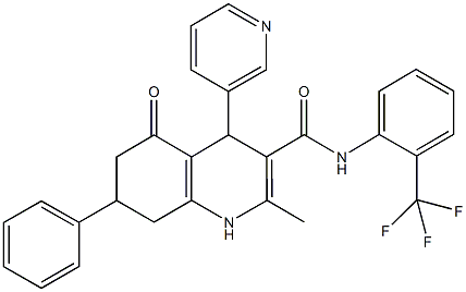 2-methyl-5-oxo-7-phenyl-4-(3-pyridinyl)-N-[2-(trifluoromethyl)phenyl]-1,4,5,6,7,8-hexahydro-3-quinolinecarboxamide Structure