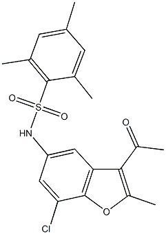 N-(3-acetyl-7-chloro-2-methyl-1-benzofuran-5-yl)-2,4,6-trimethylbenzenesulfonamide Structure