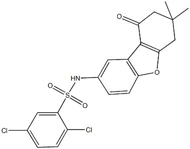 2,5-dichloro-N-(7,7-dimethyl-9-oxo-6,7,8,9-tetrahydrodibenzo[b,d]furan-2-yl)benzenesulfonamide 구조식 이미지