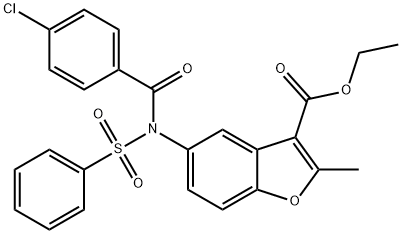 ethyl 5-[(4-chlorobenzoyl)(phenylsulfonyl)amino]-2-methyl-1-benzofuran-3-carboxylate 구조식 이미지