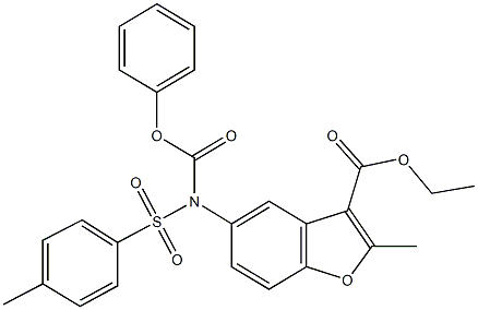 ethyl 2-methyl-5-[[(4-methylphenyl)sulfonyl](phenoxycarbonyl)amino]-1-benzofuran-3-carboxylate 구조식 이미지