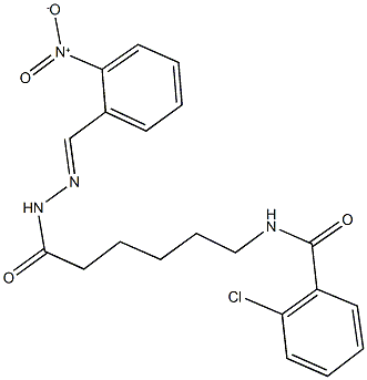 2-chloro-N-[6-(2-{2-nitrobenzylidene}hydrazino)-6-oxohexyl]benzamide Structure