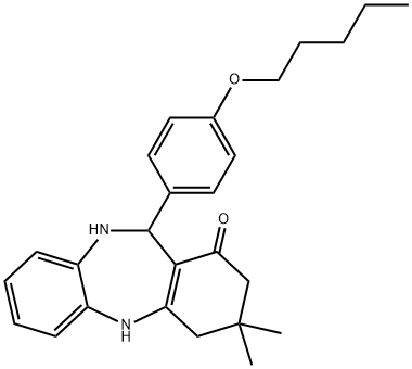 3,3-dimethyl-11-[4-(pentyloxy)phenyl]-2,3,4,5,10,11-hexahydro-1H-dibenzo[b,e][1,4]diazepin-1-one Structure