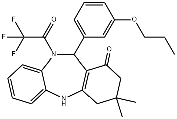 3,3-dimethyl-11-(3-propoxyphenyl)-10-(trifluoroacetyl)-2,3,4,5,10,11-hexahydro-1H-dibenzo[b,e][1,4]diazepin-1-one Structure