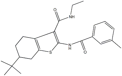 6-tert-butyl-N-ethyl-2-[(3-methylbenzoyl)amino]-4,5,6,7-tetrahydro-1-benzothiophene-3-carboxamide 구조식 이미지