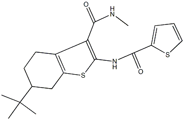 6-tert-butyl-N-methyl-2-[(2-thienylcarbonyl)amino]-4,5,6,7-tetrahydro-1-benzothiophene-3-carboxamide 구조식 이미지