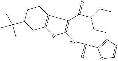 N-{6-tert-butyl-3-[(diethylamino)carbonyl]-4,5,6,7-tetrahydro-1-benzothien-2-yl}-2-furamide 구조식 이미지