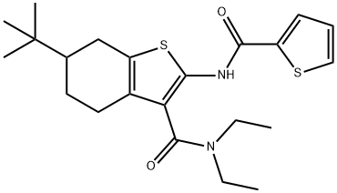 6-tert-butyl-N,N-diethyl-2-[(2-thienylcarbonyl)amino]-4,5,6,7-tetrahydro-1-benzothiophene-3-carboxamide Structure