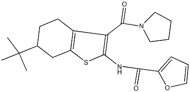 N-[6-tert-butyl-3-(1-pyrrolidinylcarbonyl)-4,5,6,7-tetrahydro-1-benzothien-2-yl]-2-furamide Structure