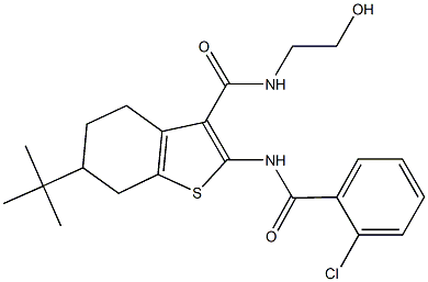 6-tert-butyl-2-[(2-chlorobenzoyl)amino]-N-(2-hydroxyethyl)-4,5,6,7-tetrahydro-1-benzothiophene-3-carboxamide Structure
