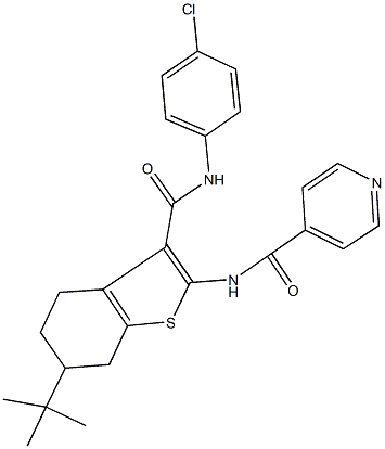 N-{6-tert-butyl-3-[(4-chloroanilino)carbonyl]-4,5,6,7-tetrahydro-1-benzothien-2-yl}isonicotinamide Structure