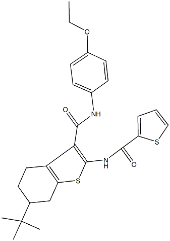 6-tert-butyl-N-(4-ethoxyphenyl)-2-[(thien-2-ylcarbonyl)amino]-4,5,6,7-tetrahydro-1-benzothiophene-3-carboxamide Structure