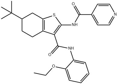 N-{6-tert-butyl-3-[(2-ethoxyanilino)carbonyl]-4,5,6,7-tetrahydro-1-benzothien-2-yl}isonicotinamide Structure