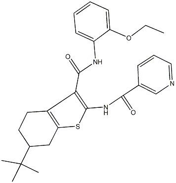 N-{6-tert-butyl-3-[(2-ethoxyanilino)carbonyl]-4,5,6,7-tetrahydro-1-benzothien-2-yl}nicotinamide Structure