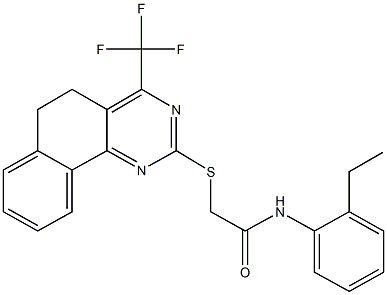 N-(2-ethylphenyl)-2-{[4-(trifluoromethyl)-5,6-dihydrobenzo[h]quinazolin-2-yl]sulfanyl}acetamide 구조식 이미지