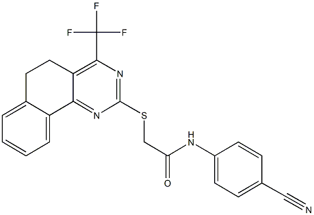 N-(4-cyanophenyl)-2-{[4-(trifluoromethyl)-5,6-dihydrobenzo[h]quinazolin-2-yl]sulfanyl}acetamide 구조식 이미지