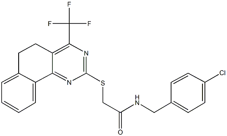 N-(4-chlorobenzyl)-2-{[4-(trifluoromethyl)-5,6-dihydrobenzo[h]quinazolin-2-yl]sulfanyl}acetamide 구조식 이미지