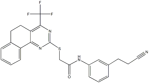 N-[3-(2-cyanoethyl)phenyl]-2-{[4-(trifluoromethyl)-5,6-dihydrobenzo[h]quinazolin-2-yl]sulfanyl}acetamide 구조식 이미지