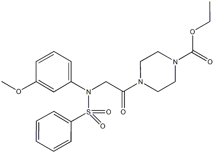 ethyl 4-{[3-methoxy(phenylsulfonyl)anilino]acetyl}piperazine-1-carboxylate 구조식 이미지