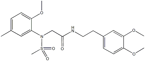N-[2-(3,4-dimethoxyphenyl)ethyl]-2-[2-methoxy-5-methyl(methylsulfonyl)anilino]acetamide 구조식 이미지
