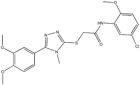 2-({5-[3,4-bis(methyloxy)phenyl]-4-methyl-4H-1,2,4-triazol-3-yl}sulfanyl)-N-[5-chloro-2-(methyloxy)phenyl]acetamide 구조식 이미지