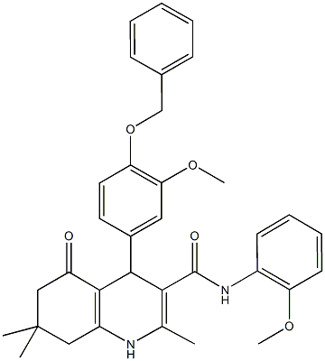 4-[4-(benzyloxy)-3-methoxyphenyl]-N-(2-methoxyphenyl)-2,7,7-trimethyl-5-oxo-1,4,5,6,7,8-hexahydro-3-quinolinecarboxamide 구조식 이미지