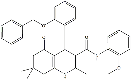 4-[2-(benzyloxy)phenyl]-N-(2-methoxyphenyl)-2,7,7-trimethyl-5-oxo-1,4,5,6,7,8-hexahydro-3-quinolinecarboxamide Structure