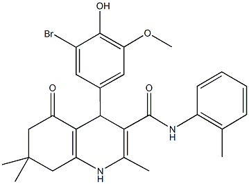 4-(3-bromo-4-hydroxy-5-methoxyphenyl)-2,7,7-trimethyl-N-(2-methylphenyl)-5-oxo-1,4,5,6,7,8-hexahydro-3-quinolinecarboxamide Structure