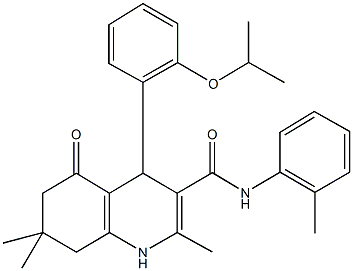 2,7,7-trimethyl-4-{2-[(1-methylethyl)oxy]phenyl}-N-(2-methylphenyl)-5-oxo-1,4,5,6,7,8-hexahydroquinoline-3-carboxamide Structure