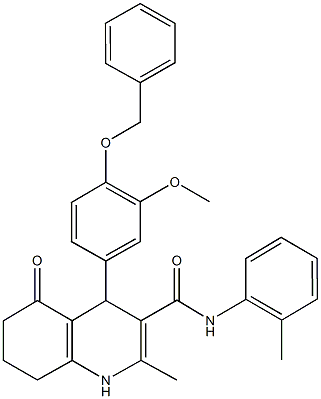 4-[4-(benzyloxy)-3-methoxyphenyl]-2-methyl-N-(2-methylphenyl)-5-oxo-1,4,5,6,7,8-hexahydro-3-quinolinecarboxamide 구조식 이미지