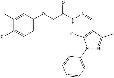 2-(4-chloro-3-methylphenoxy)-N'-[(5-hydroxy-3-methyl-1-phenyl-1H-pyrazol-4-yl)methylene]acetohydrazide 구조식 이미지