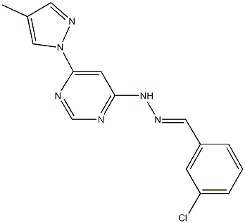 3-chlorobenzaldehyde [6-(4-methyl-1H-pyrazol-1-yl)-4-pyrimidinyl]hydrazone Structure