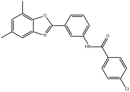 4-chloro-N-[3-(5,7-dimethyl-1,3-benzoxazol-2-yl)phenyl]benzamide Structure